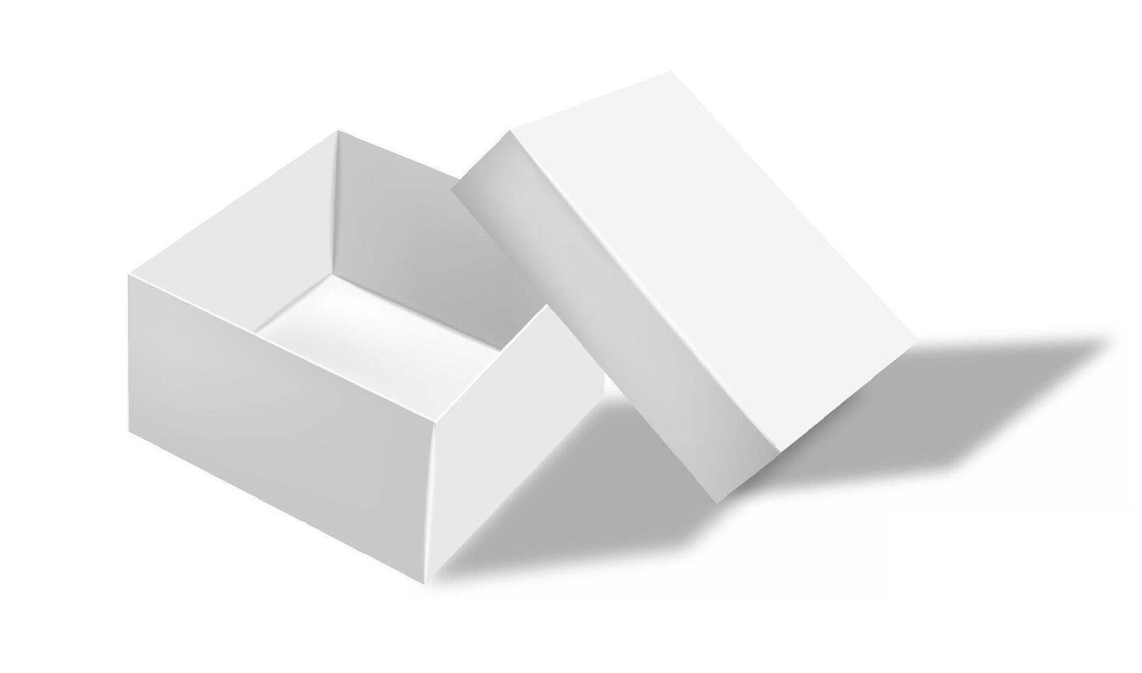 White box isolated, white packaging, realistic box package illustration vector