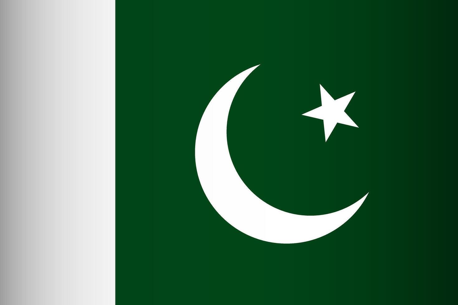 National flag of Pakistan. Green background with white stripe crescent and star vector