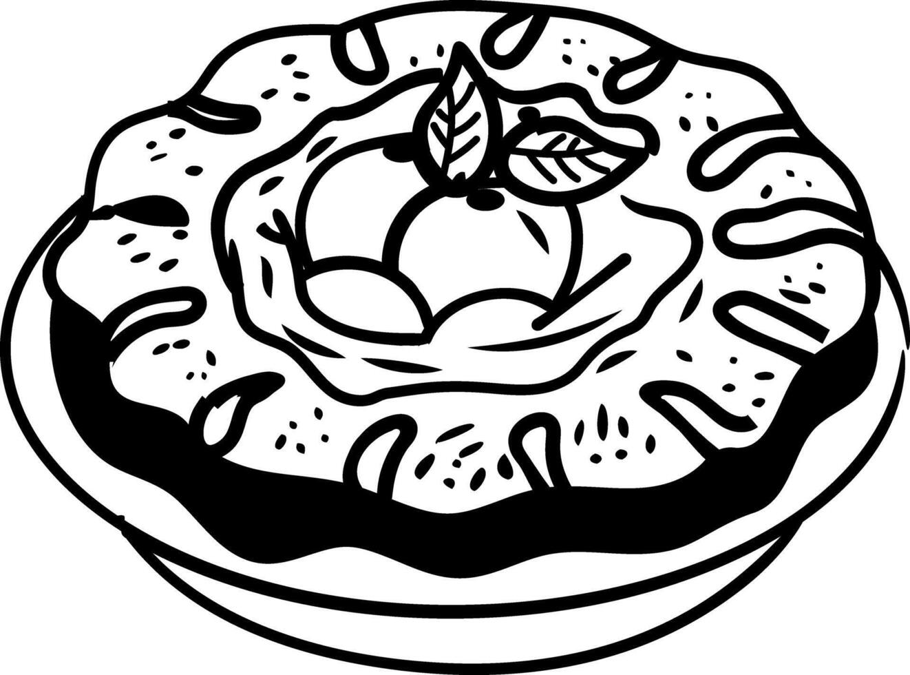 Tarte tatin dessert icon in doodle style vector