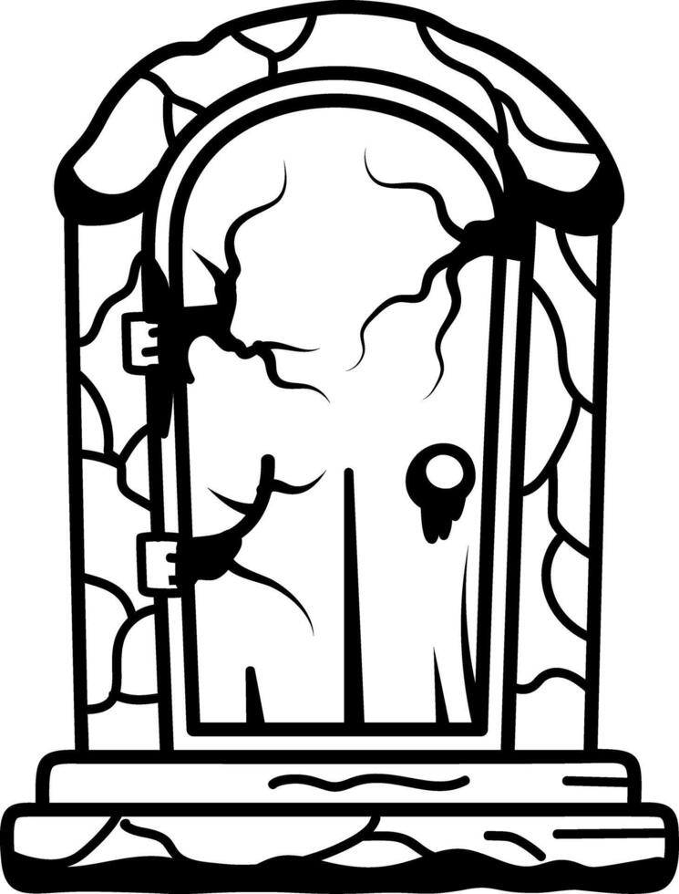 Haunted door icon in hand drawn style vector