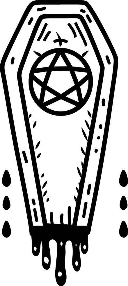 Bloody halloween coffin icon in doodle style vector