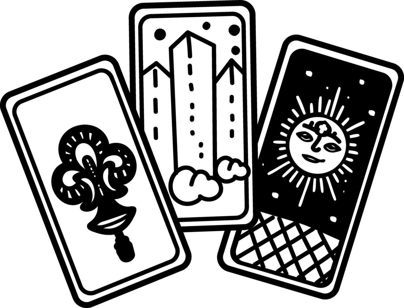 A sketchy icon of spooky tarot cards vector