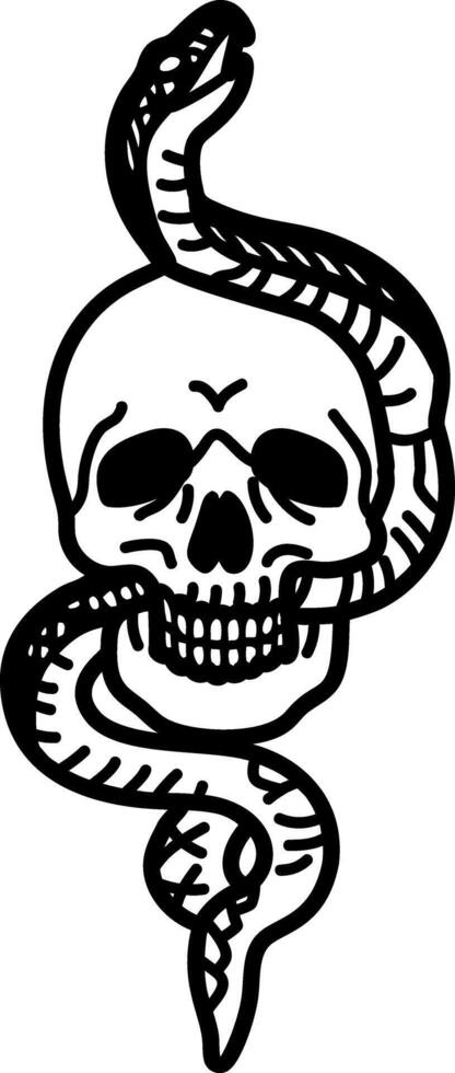 Scary snake skull icon in hand drawn style vector