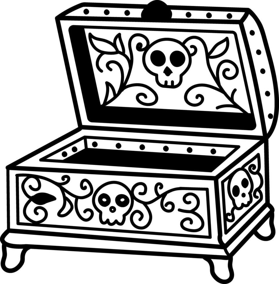 Spooky halloween chest icon in drawing style vector