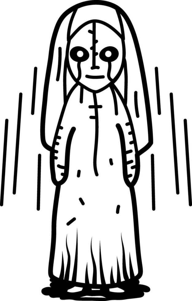A sketchy style icon of creepy nun character vector