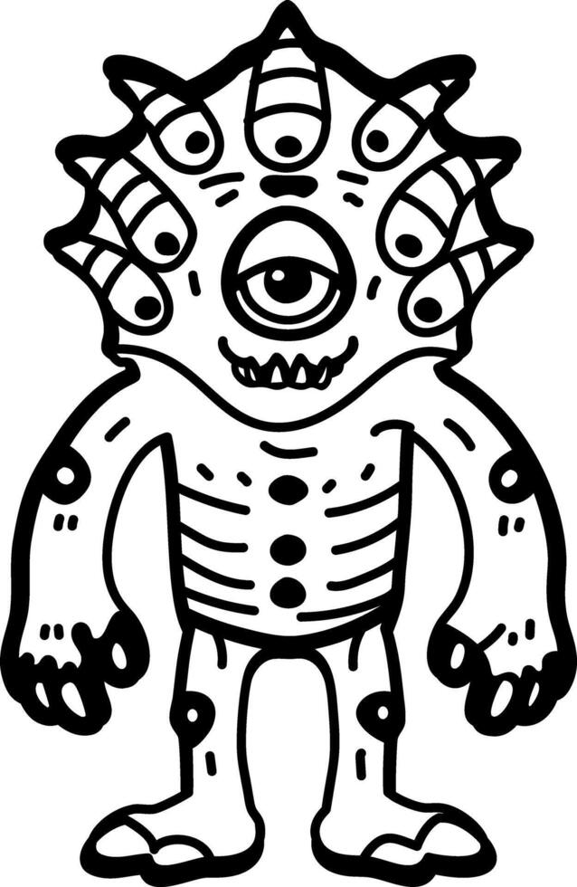 Scary monster icon in hand drawn style vector