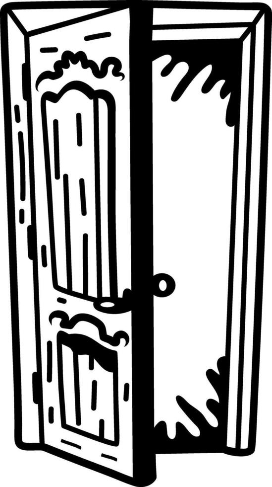 A hand drawn icon of a scary door vector