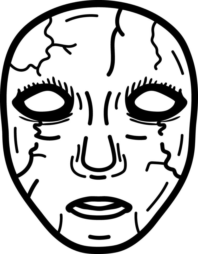 A hand drawn icon of a spooky mask vector