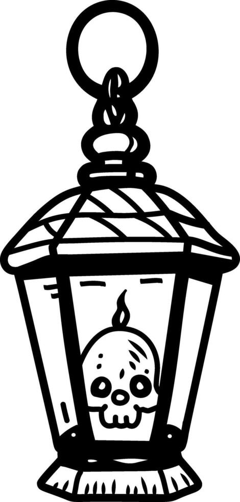 A hand drawn icon of a spooky lantern vector