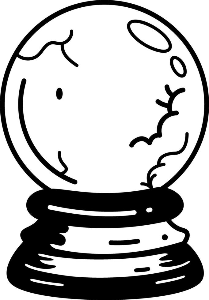 A sketchy icon of a spooky cracked crystal ball vector