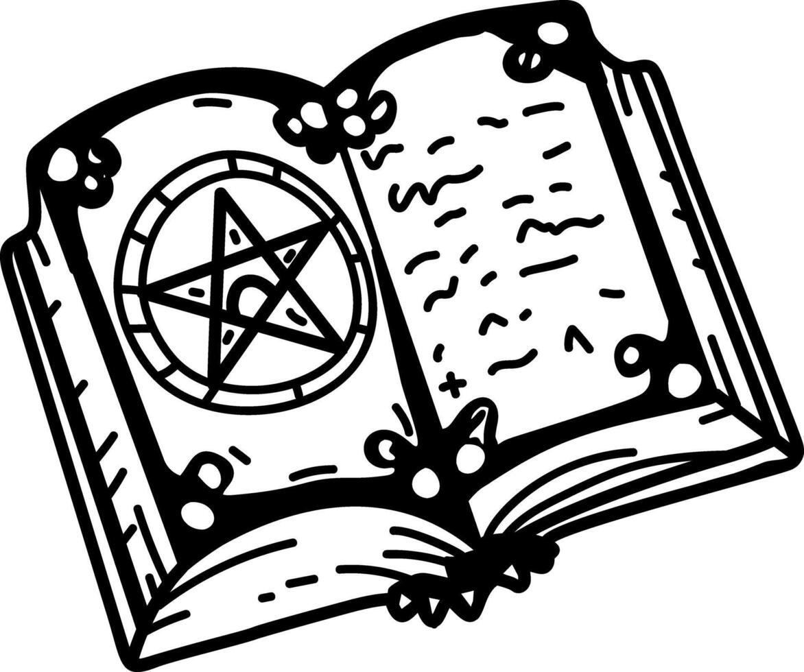 A hand drawn icon of a magic book vector