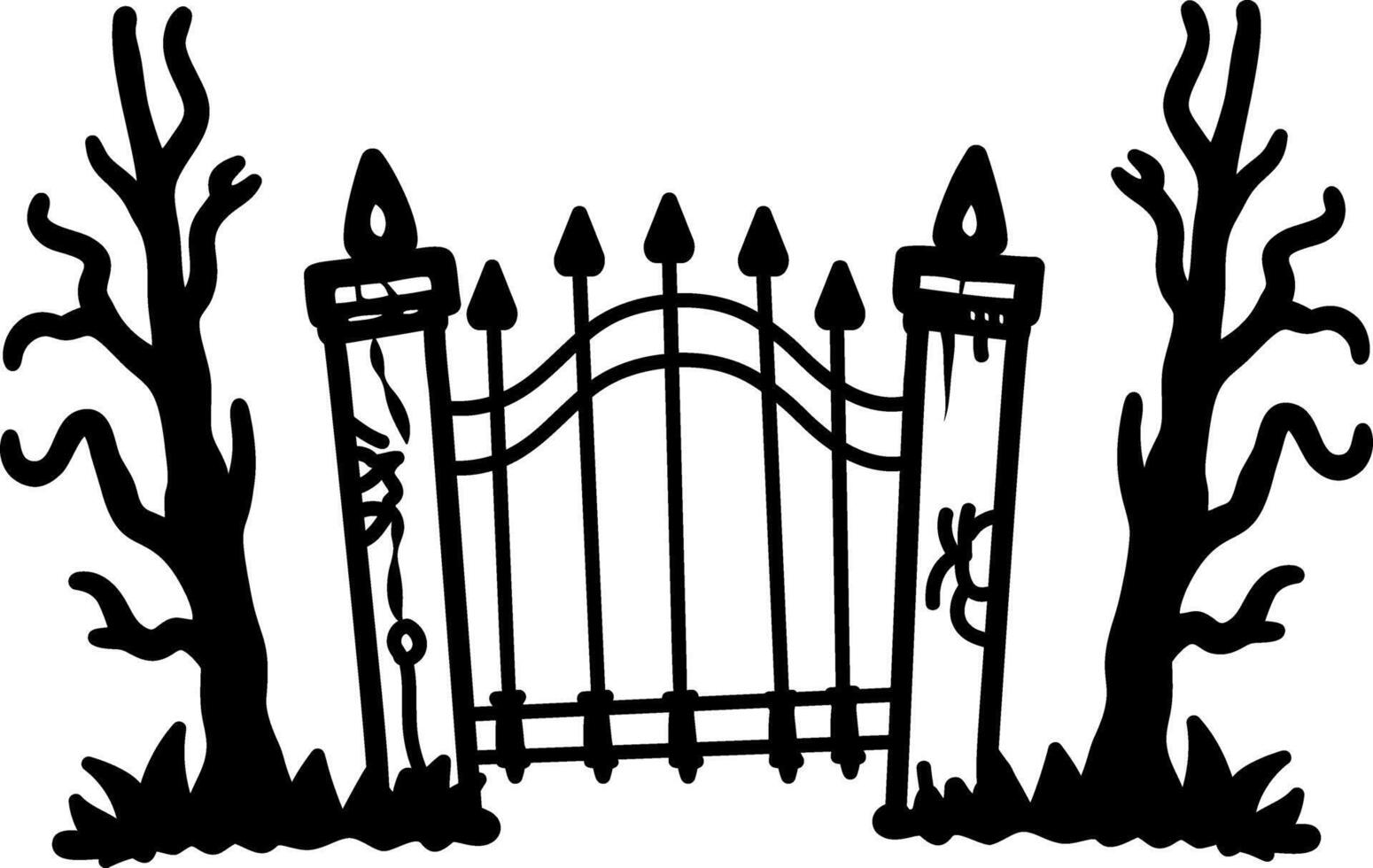 Spooky gate icon in hand drawn style vector