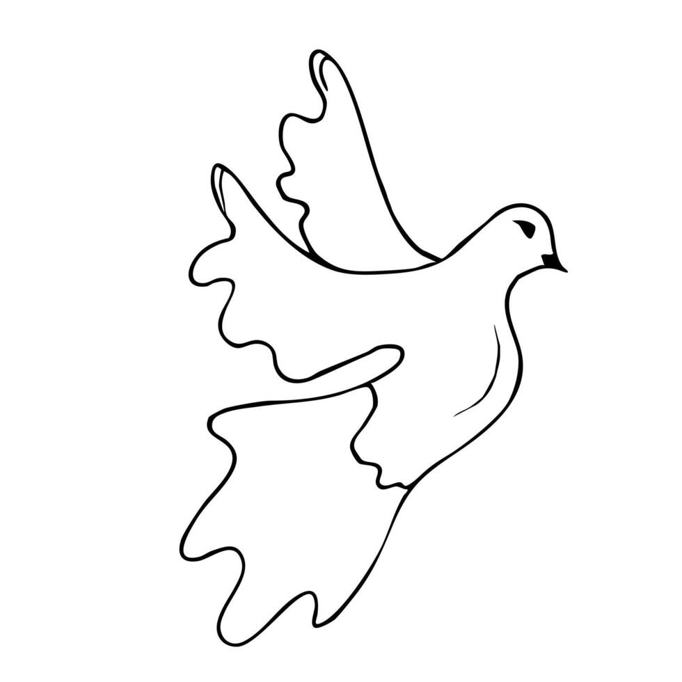 Elegant first communion symbols featuring a dove for religious ceremonies and celebrations. Hand drawn. Black and white illustration. Christian icon vector