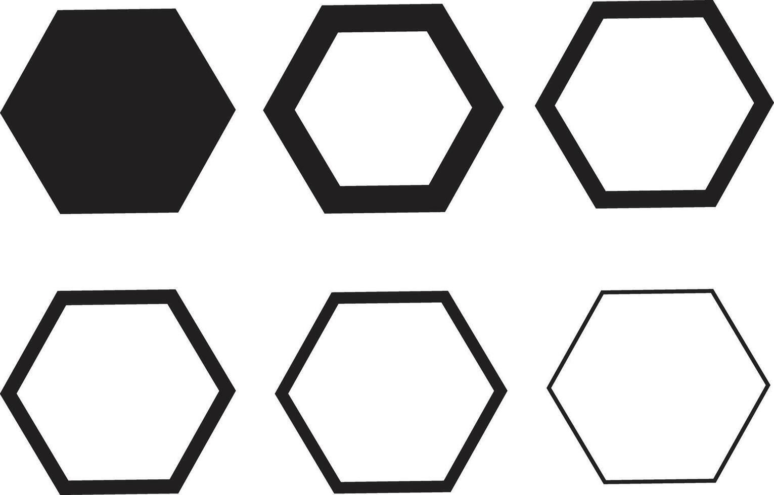 Hexagon Shape icon set in white background vector