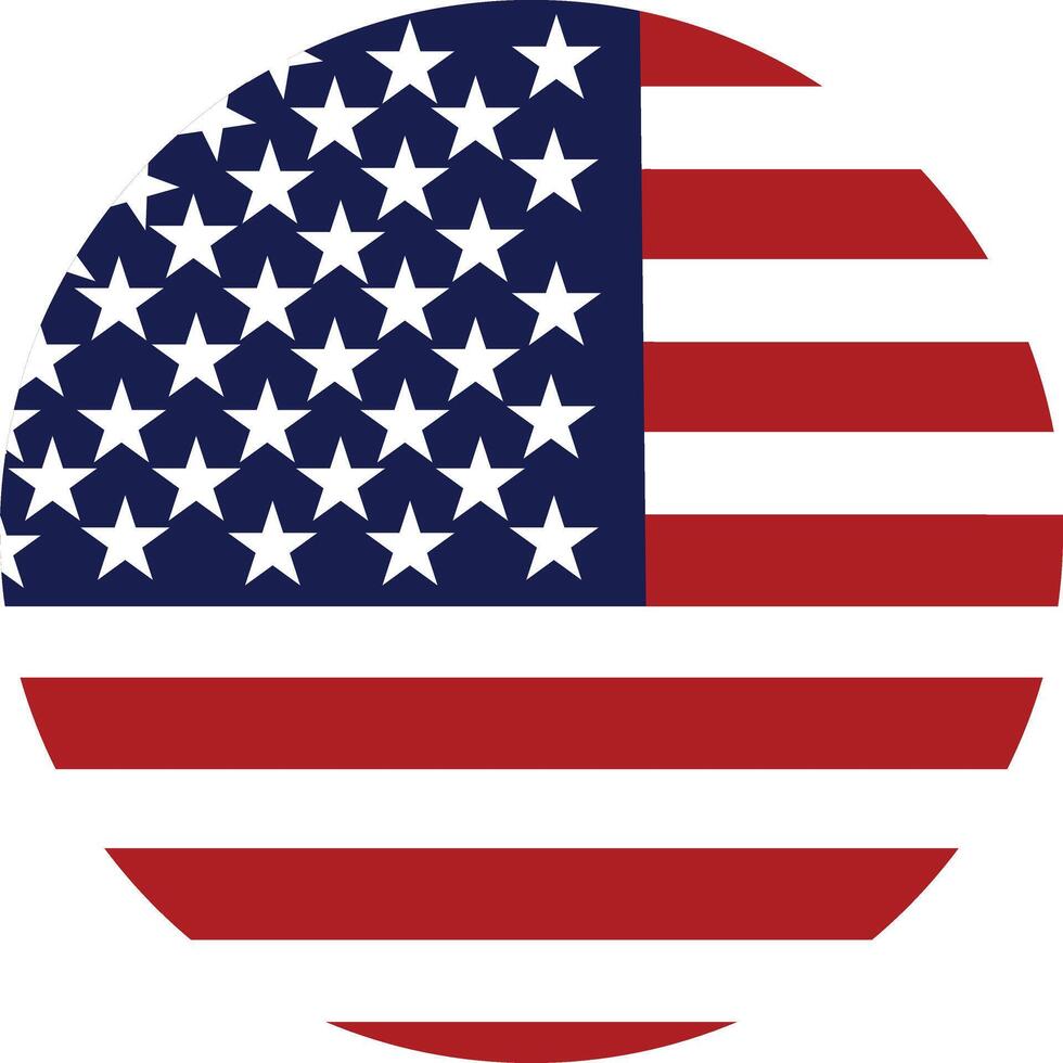 Circular USA Flag Icon with Red and Blue vector