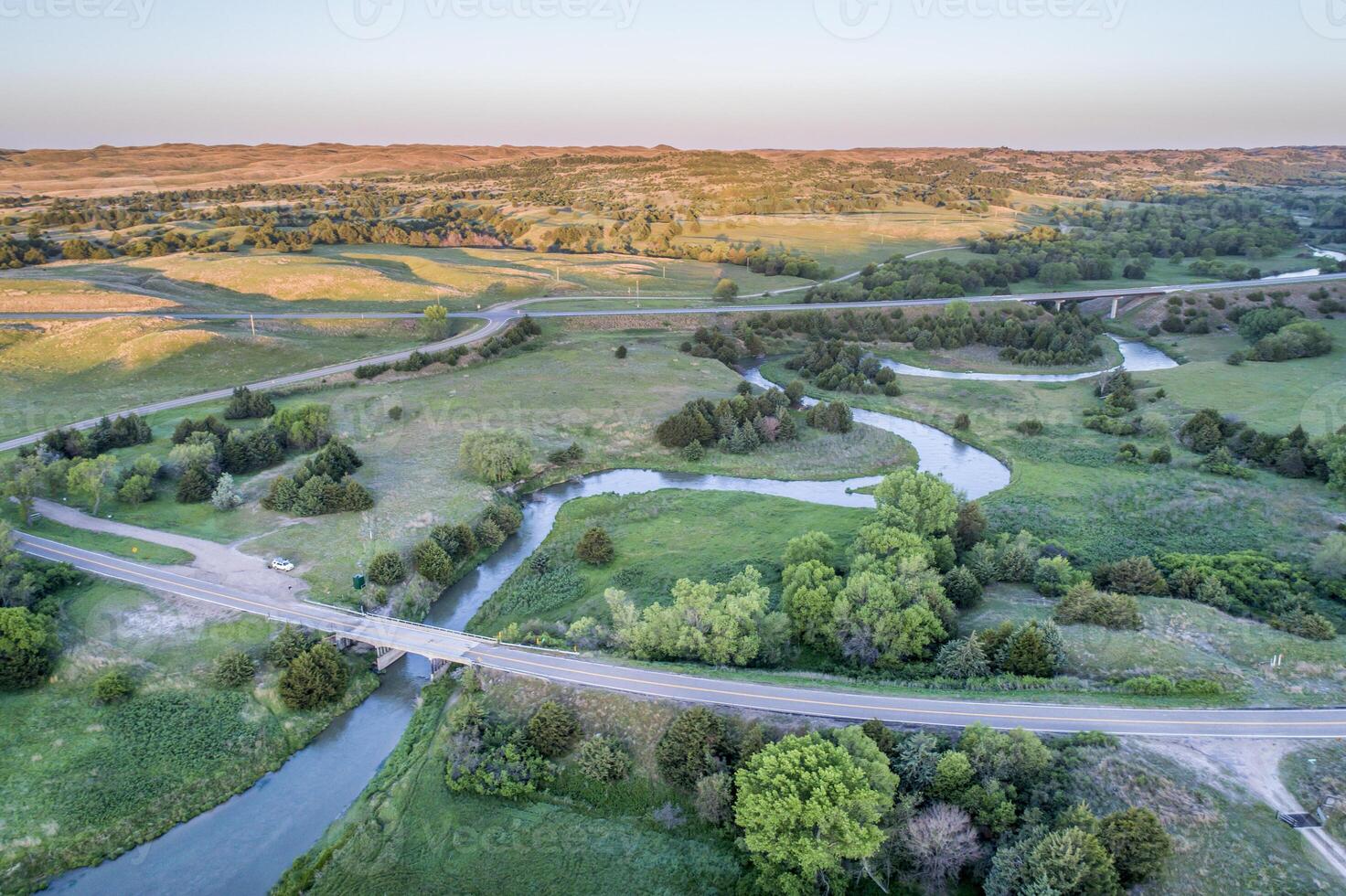 aerial view of Dismal River in Nebraska photo