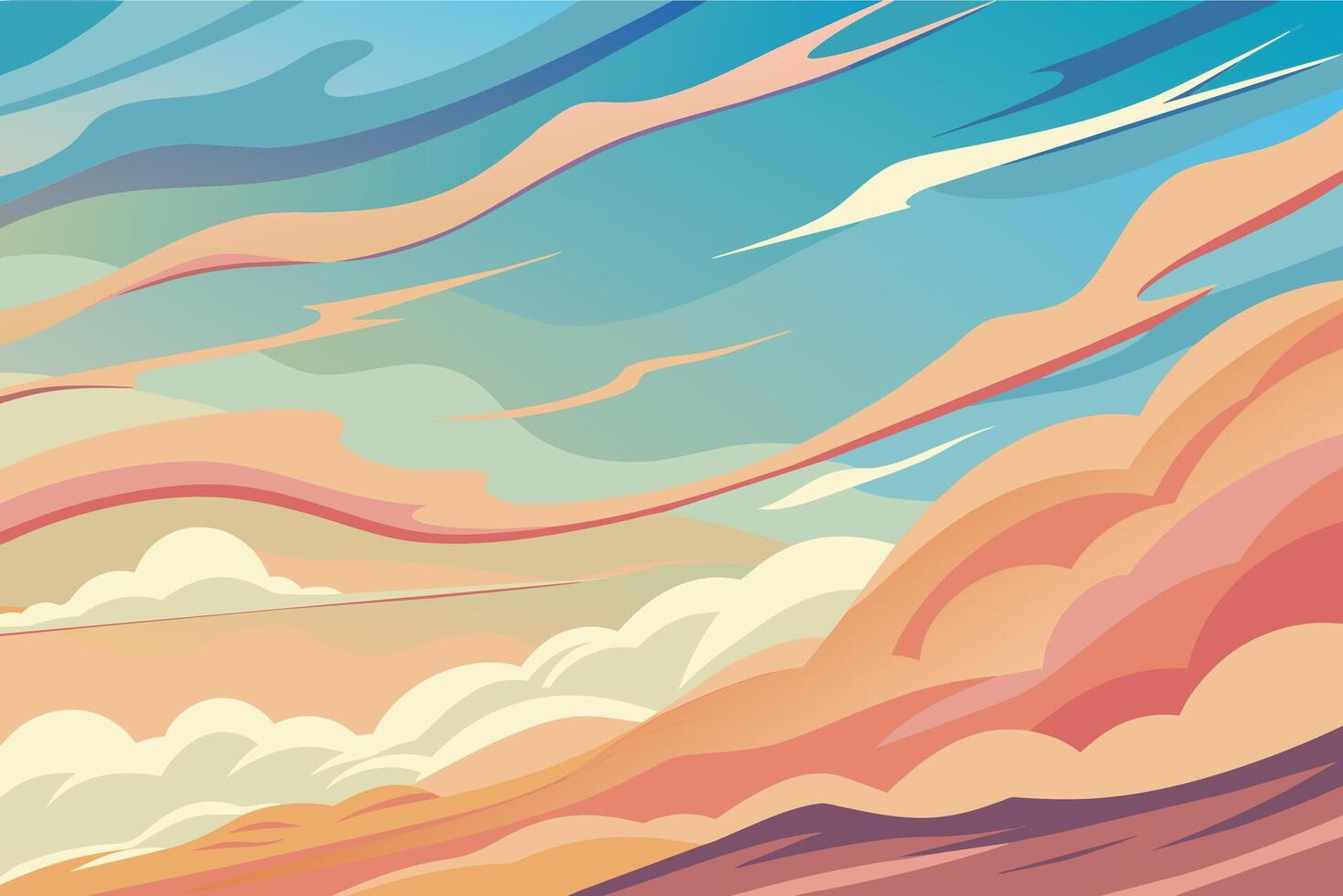 Pastel clouds waving on blue sky illustration, Beautiful pastel color sky vector
