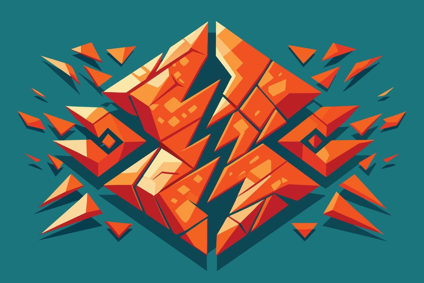 Fractured pattern representing fragmentation and disintegration background vector