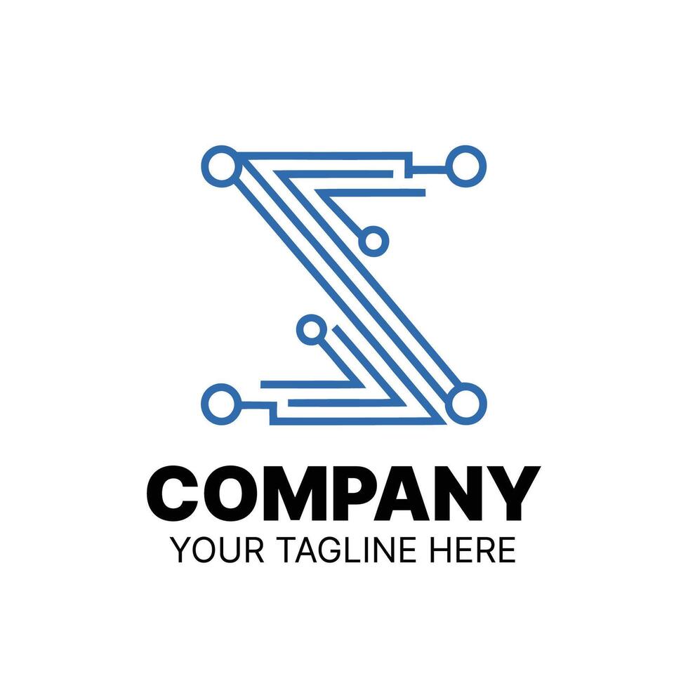 Letter Z technology line dot connection logo design vector