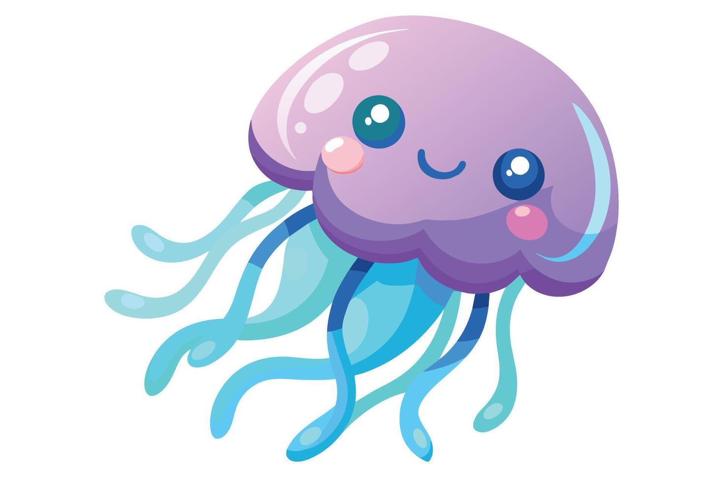 Cute Jellyfish Drifting gradient illustration in white background vector