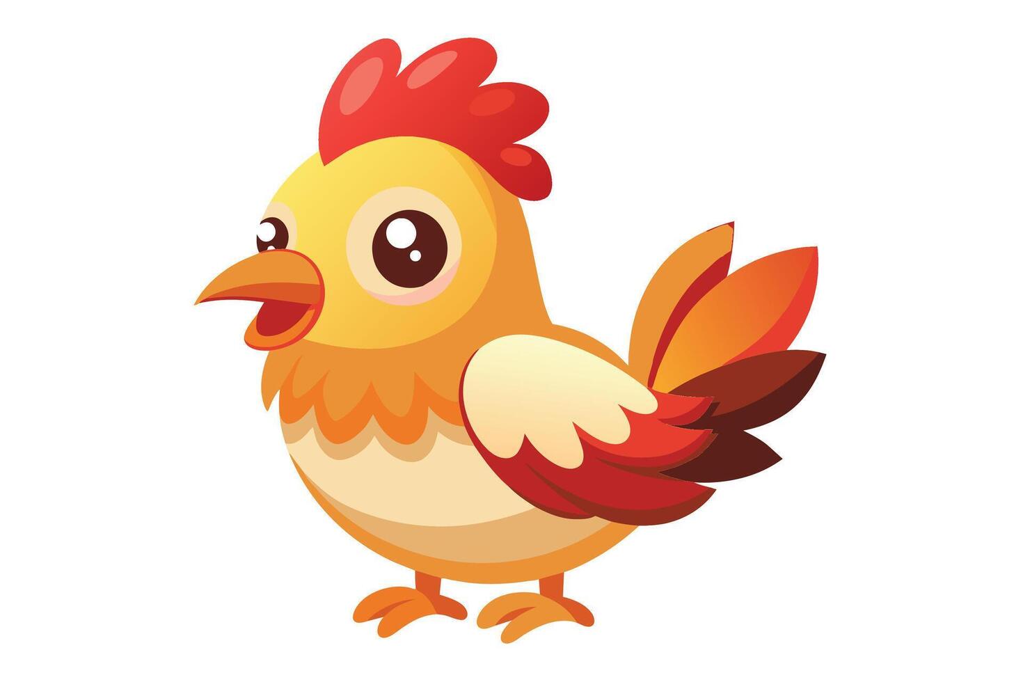 Cute Chicken Clucking gradient illustration in white background vector