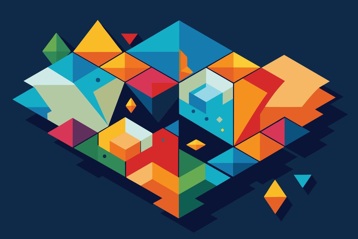 Fragmented shapes coming together to form a whole vector
