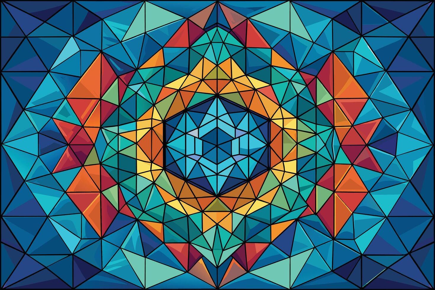 Geometric mosaic with a three-dimensional effect vector