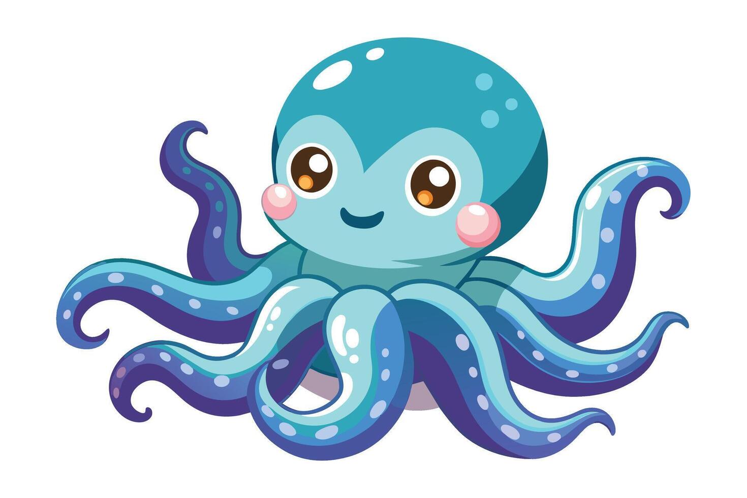 Cute Octopus Wriggling gradient illustration in white background vector