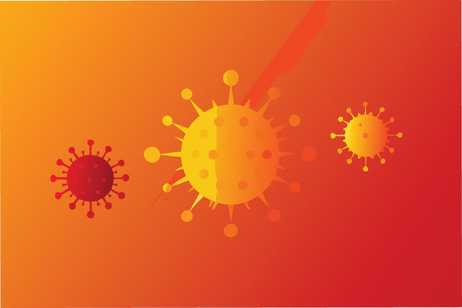 smooth gradient background transitioning from deep red to bright orange overlaid with subtle silhouettes of hmpv virus particles for modern look clipart vector