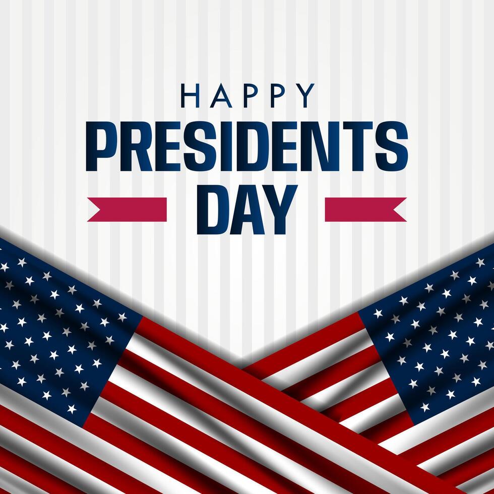 Happy Presidents Day United States Of America Design Background Illustration With Two US flag and white stripes background vector