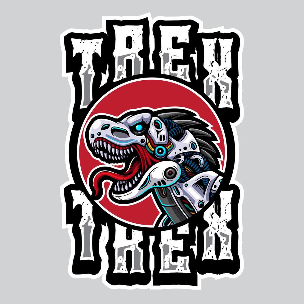 T rex cyberpunk character mascot t shirt illustration design vector