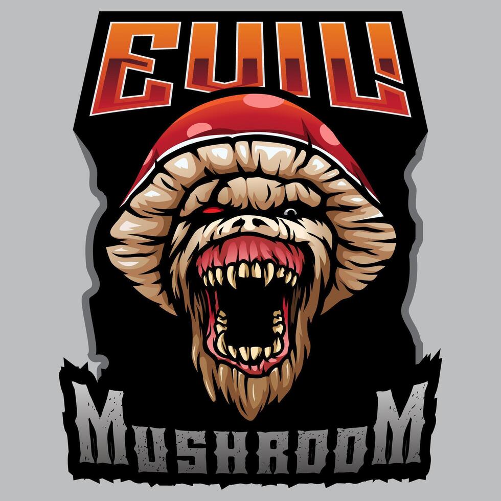 Mushroom evil mascot t shirt illustration design vector