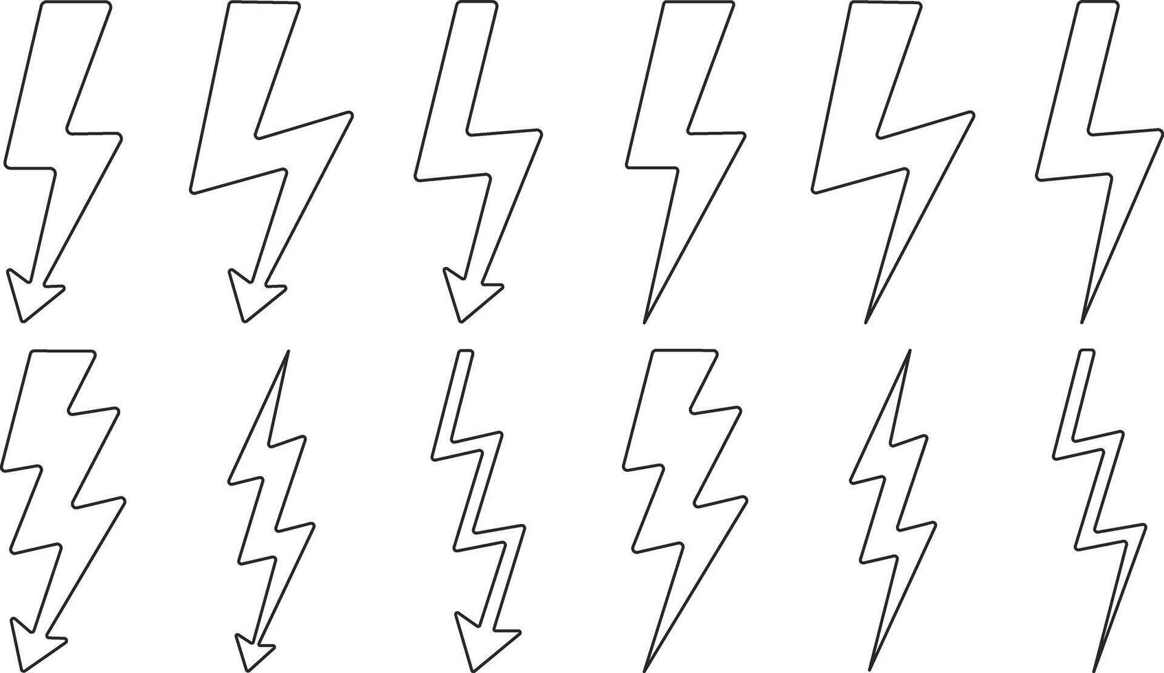 Lightning bolt icons set vector