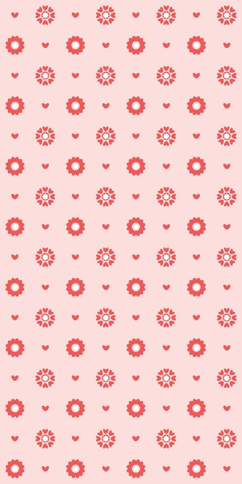 Heart Flowers and Minimalist Dots Pattern on Soft Pink Valentines Day seamless pattern Vertical social media stories reels design element, 14 February and anniversary. Vertical poster vector