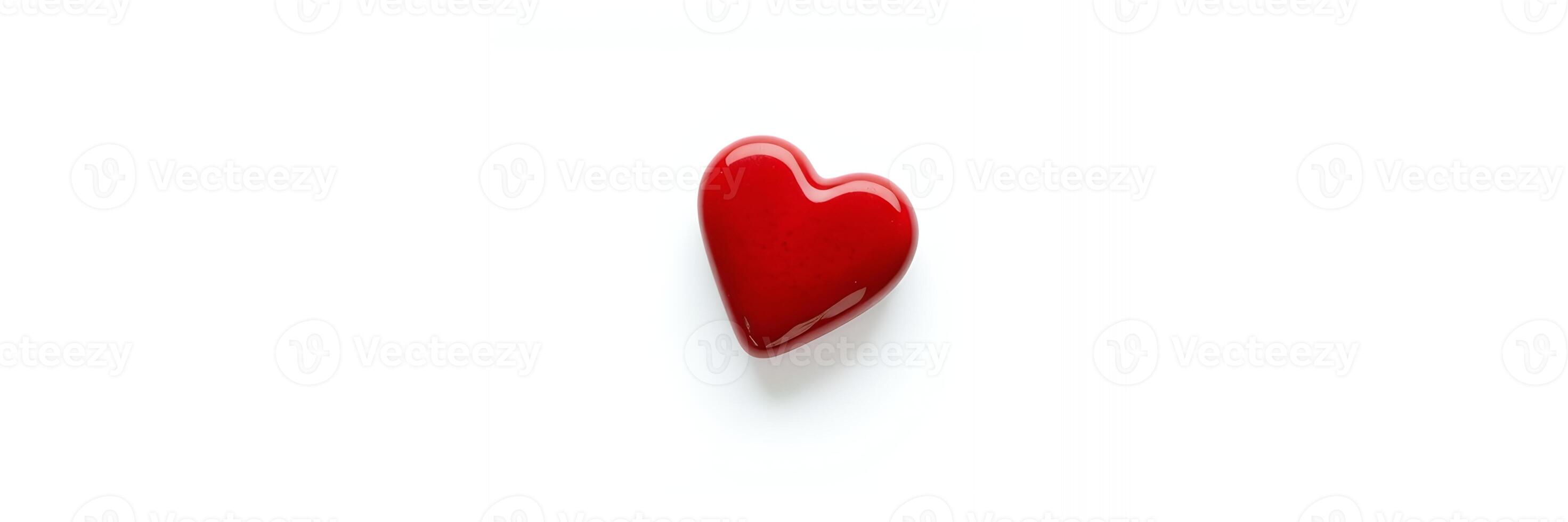 Red Heart Shaped Object Simple White Background Minimalist Design photo