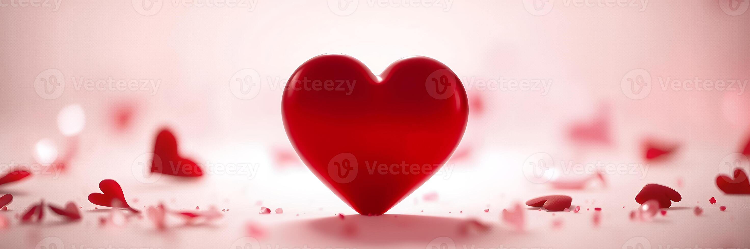 Red Heart Valentines Day Romantic Soft Background Small Hearts photo