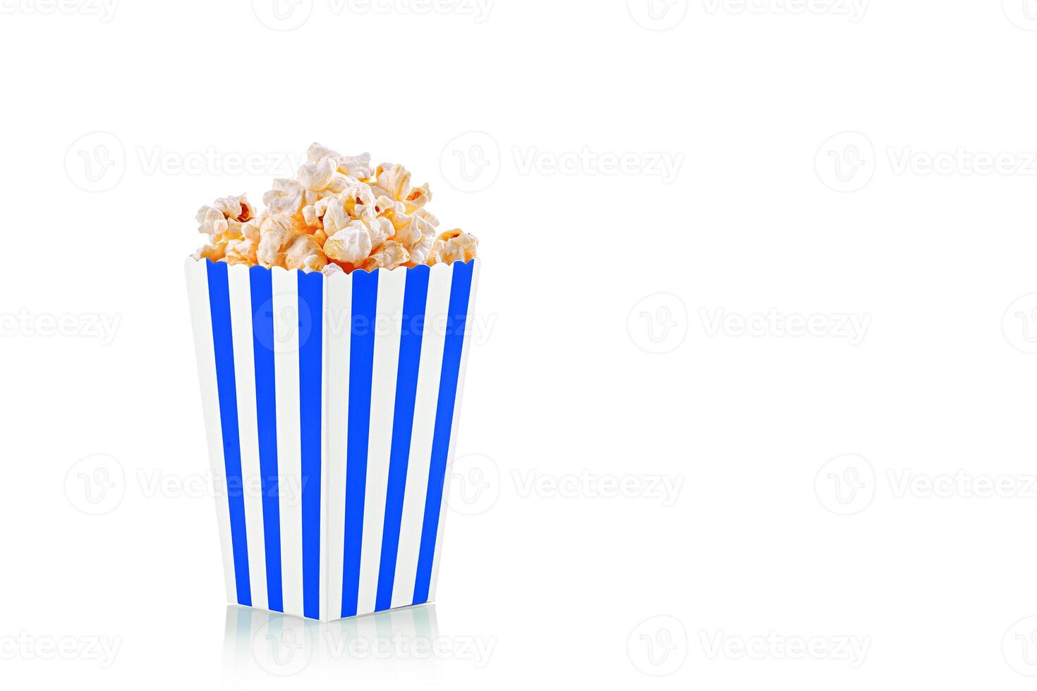 cardboard glass blue with popcorn on a white transparent background photo