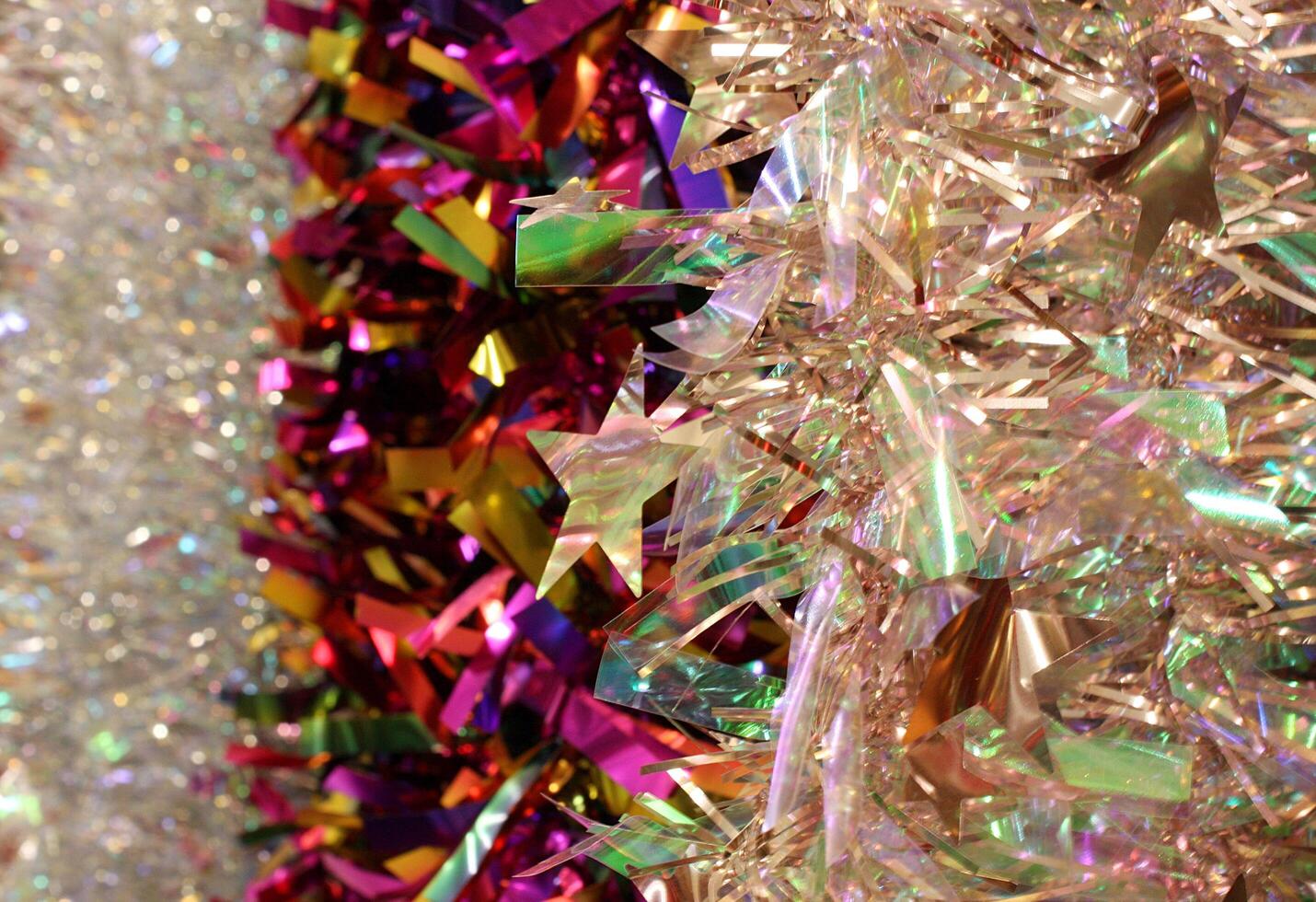 Sparkly Foil Tinsel Garland Background photo