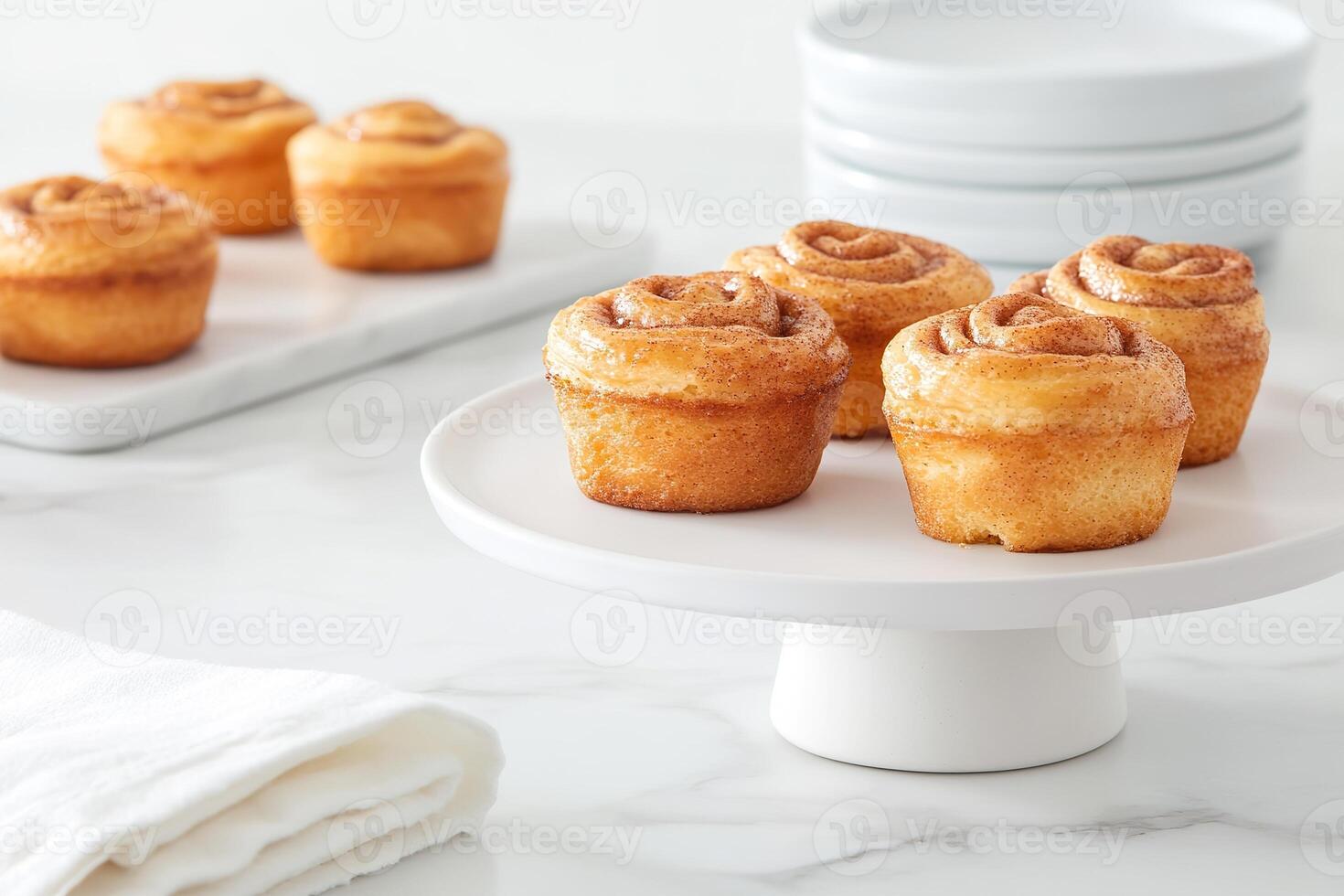 Freshly baked artisan cinnamon swirl brioche showcases its fluffy texture and swirls. photo