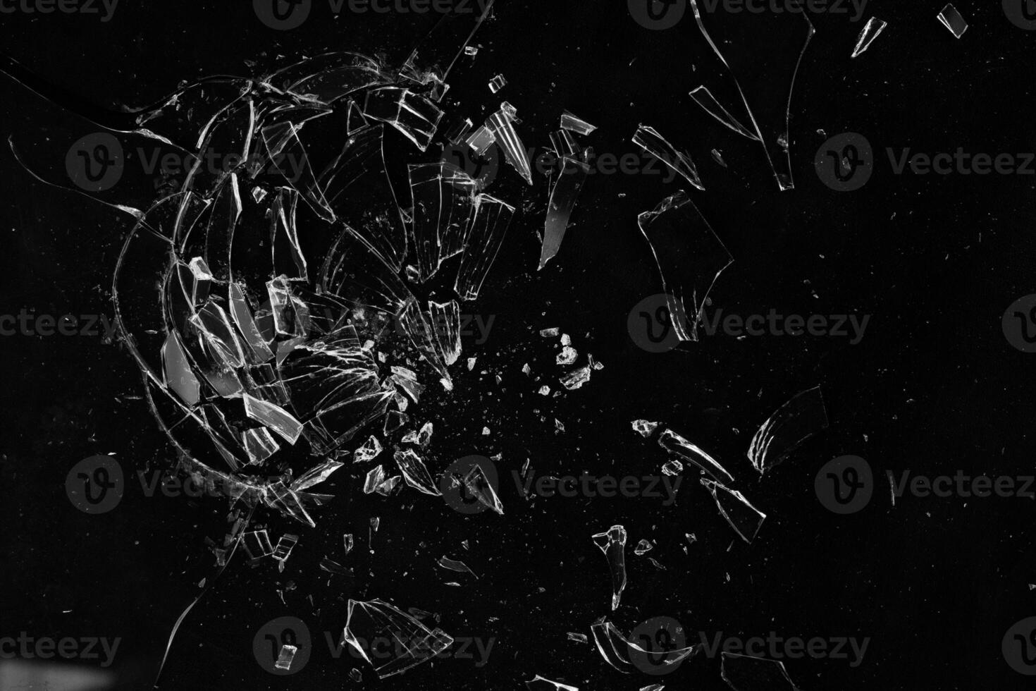 broken glass texture. shattered glass shards. photo