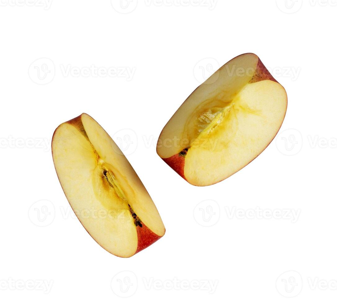 red apple slice on white background photo