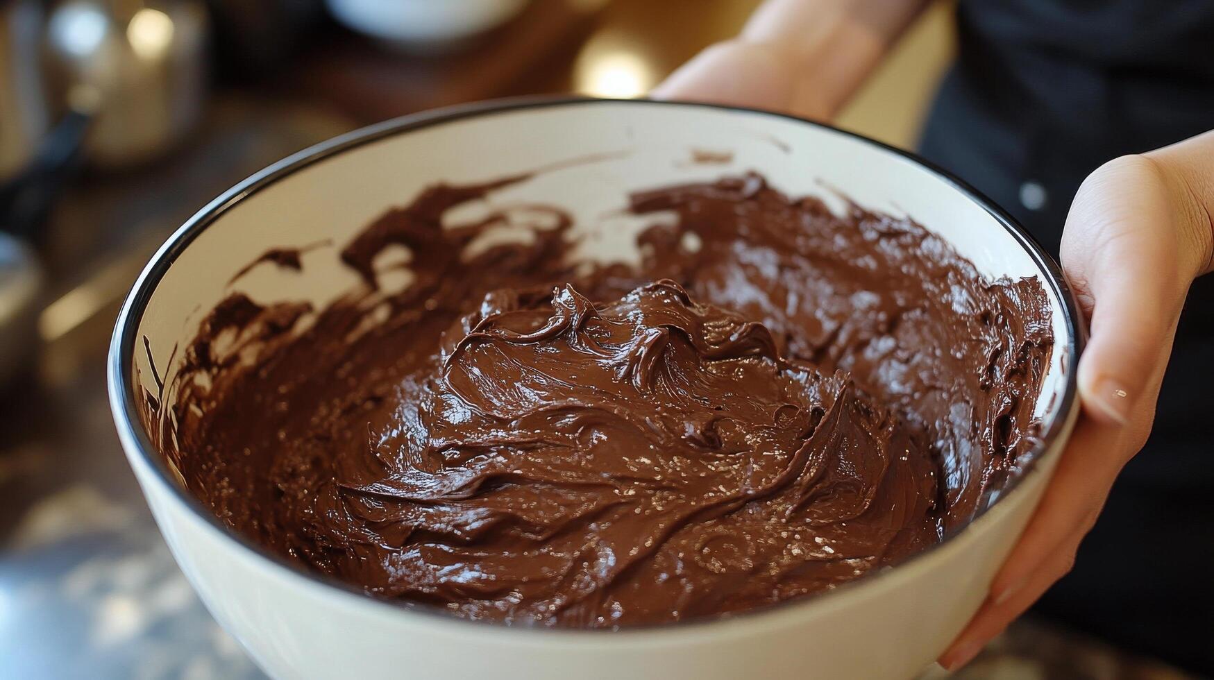 Whipping up a rich chocolate mixture in a cozy kitchen photo