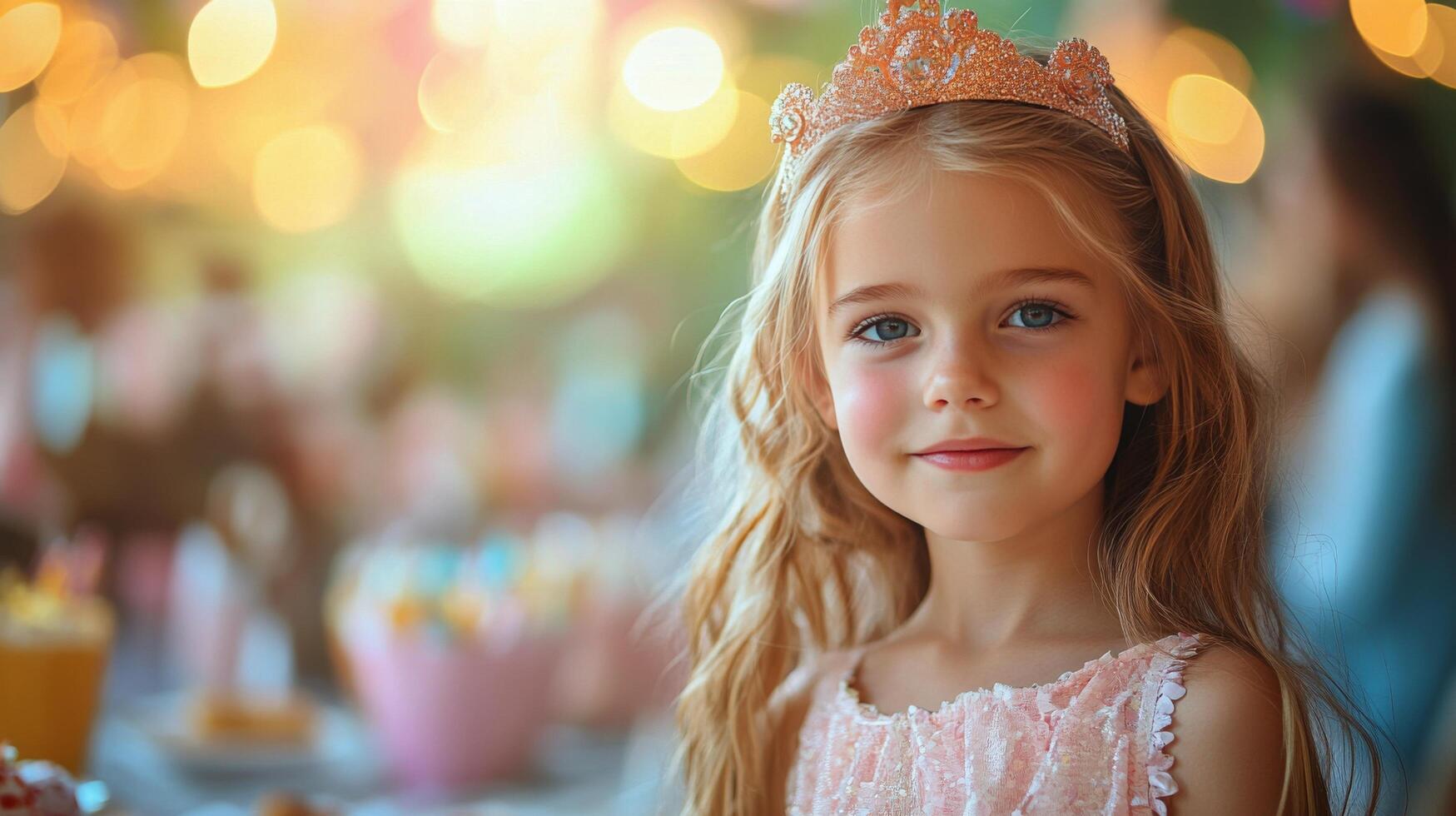 Young girl with beautiful blue eyes and curly hair in a soft, dreamy atmosphere photo