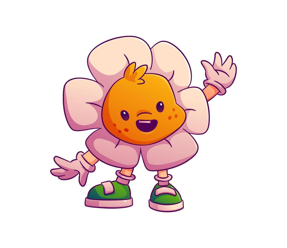 Cartoon groovy chamomile Valentine day character vector