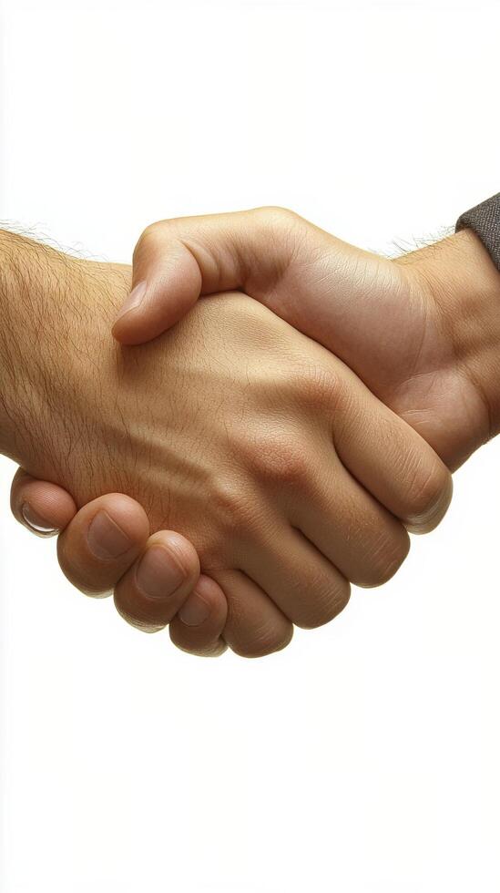 Two hands engaged in a handshake representing agreement and partnership photo