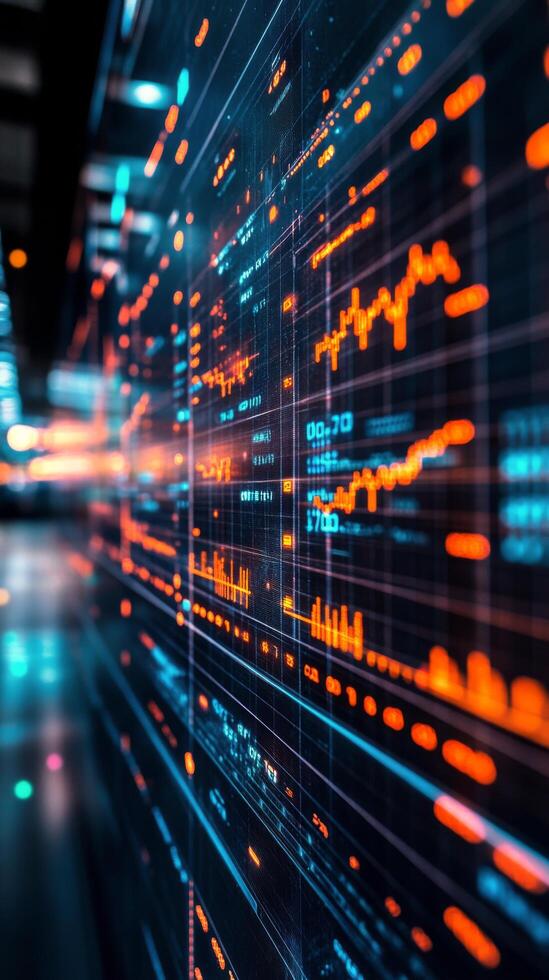 Visual representation of data trends in a digital financial market analysis environment photo