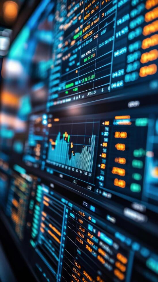 Visual representation of data trends in a digital financial market analysis environment photo