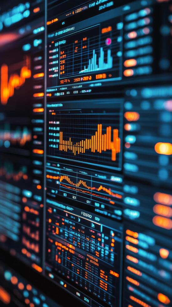 Visual representation of data trends in a digital financial market analysis environment photo
