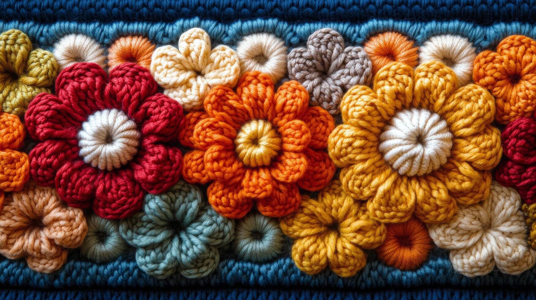 Colorful floral crochet pattern showcasing intricate designs and vibrant hues photo