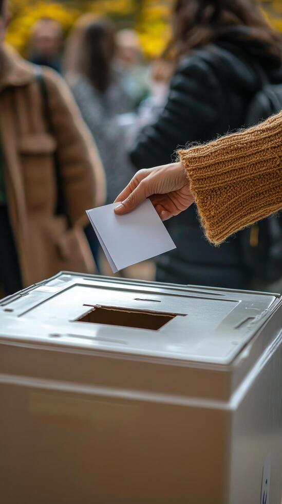 Voting process in a public space during election season in the afternoon photo